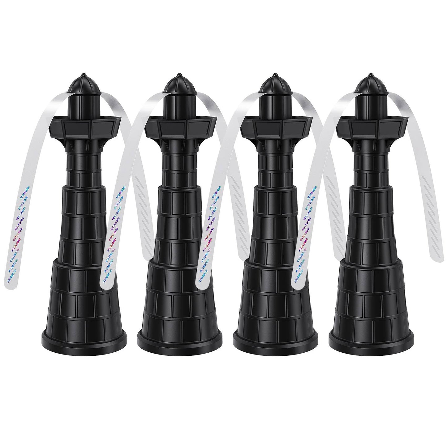 Glovv Fly Fans for Tables, Bug Food Fan Outdoor Indoor Keep Flies Away, 4 Pack Portable Batteries Powered Picnic Table Top Spinner with Metal Hanger, Fly Repellent for Restaurant, Camping (Black)