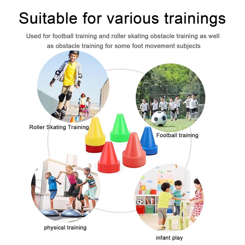 OUKENS Training Marker Cones, 10pcs 3 Inch Mini Sports Cones, Football Training Sports Equipment Roller Skating Barriers, Pe Cones, Plastic Marker Holder Accessory for Fitness Practice, Green