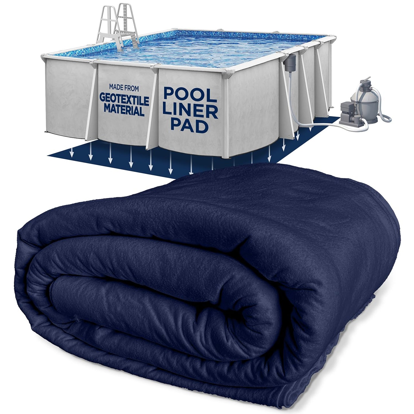 Shop Square 12-Foot-by-24-Foot Rectangle Pool Liner Pad for Above Ground Pools - Rectangle Pool Pad, Under Pool Mat, Puncture Protection, Extend Liner Life, Durable Geotextile Material