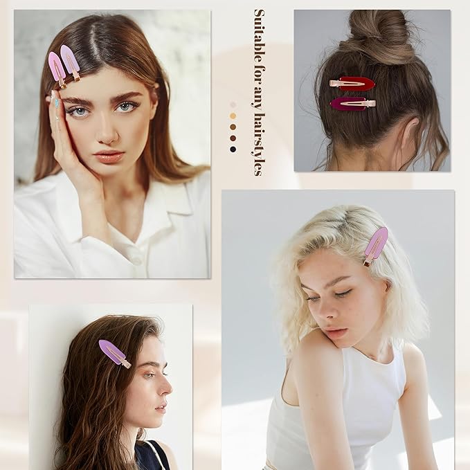 No Crease Creaseless No Bend Hair Clips For Styling Non Slip Flat Clips For Makeup Hair Accessories For Women,Multiple Pink Red,12 PCS