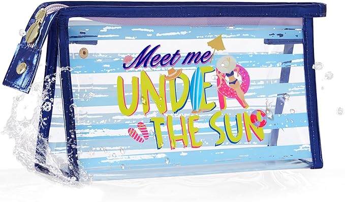 COSHAYSOO Sunscreen Bag Clear Makeup Toiletry Pouch Beach Vacation Essentials for Women Teen Girls Trip Gifts Summer Pool Travel Must Have Accessories Waterproof Stuff