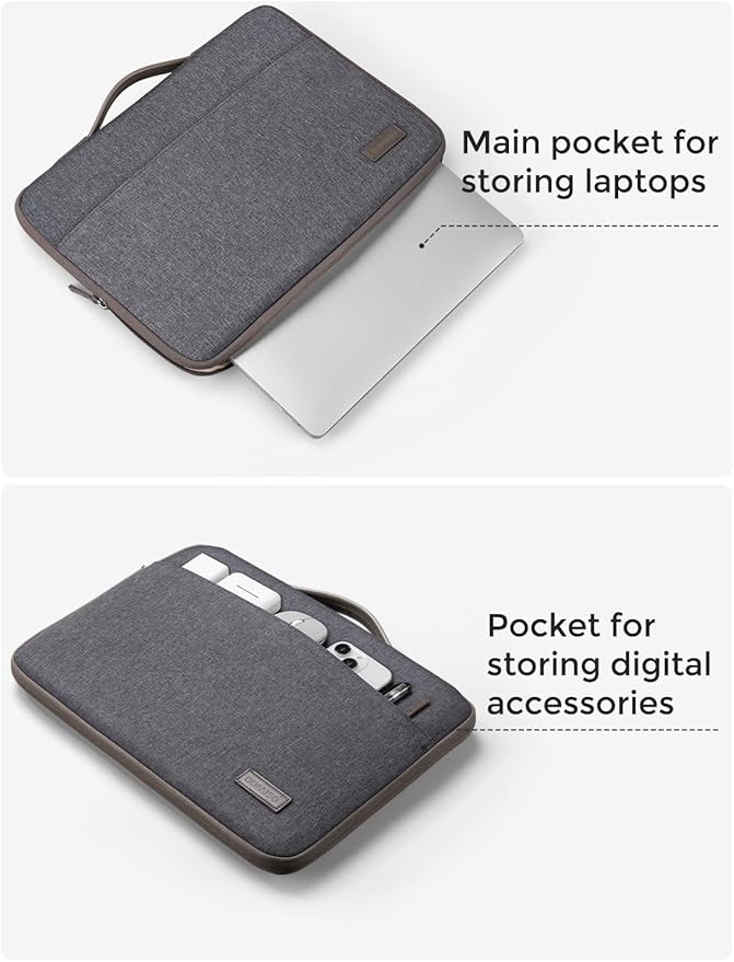 DOMISO 14 inch Laptop Case Sleeve Protective Cover Compatible with 15 inch MacBook Air M4 M3 M2,MacBook Pro,14-15 inch HP Dell ASUS Lenovo Chromebook,Waterproof Computer Cases Bag,Dark Grey