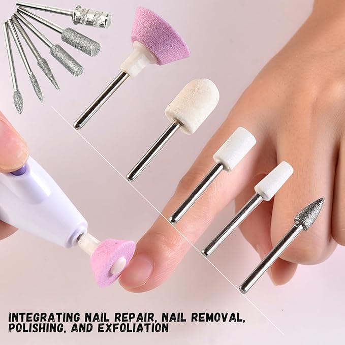 11Pcs Nail Drill Bits Sets with 6Pcs File Sanding Bands 3/32 Inch Professional Rotary Burrs Diamond Cuticle Remover Bits Kit Cuticle Remover Bits for Acrylic Nail Manicure Pedicure Tools US173