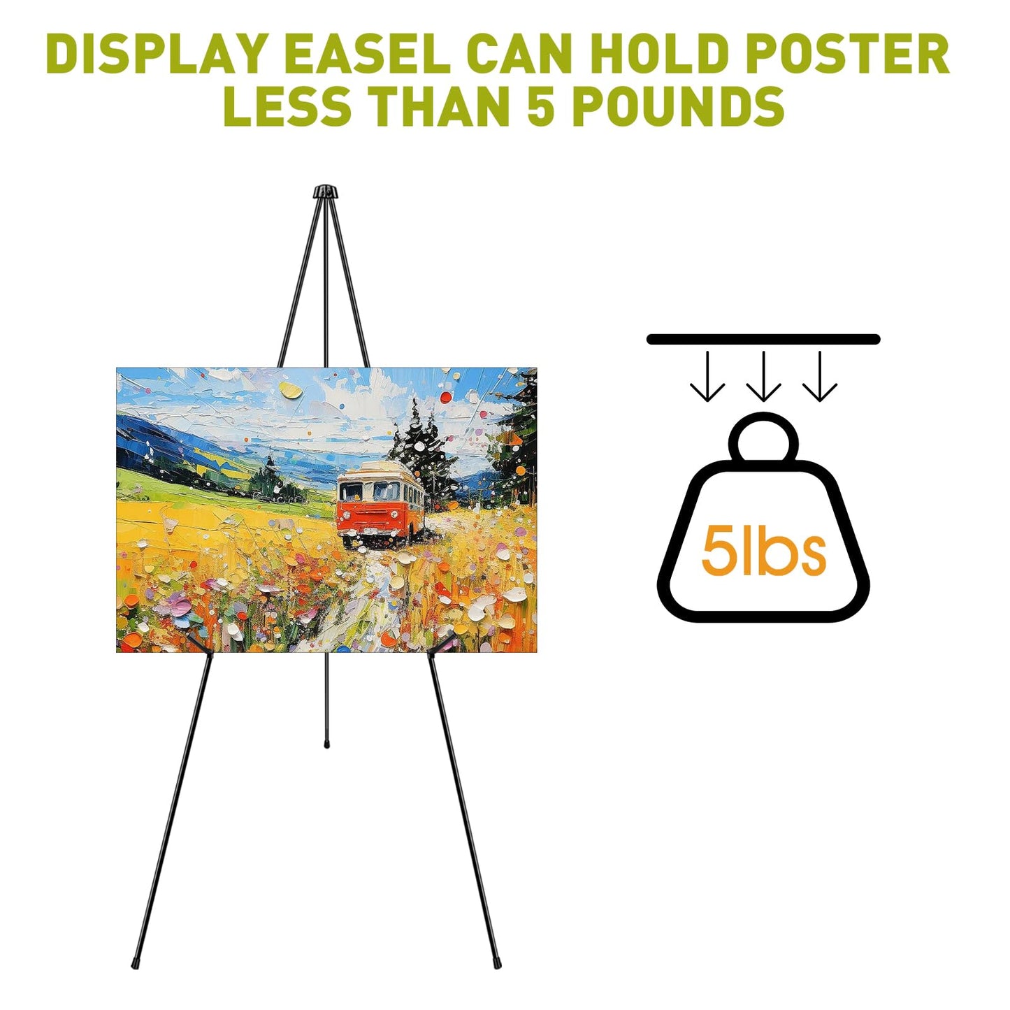 AROIC 63" Easel Stand for Display, 3 Pack Portable Foldable Metal Easel, Easels for Signs Wedding Logos,Arts, Painting,Adjustable Floor Easels with 3 Storage Bag