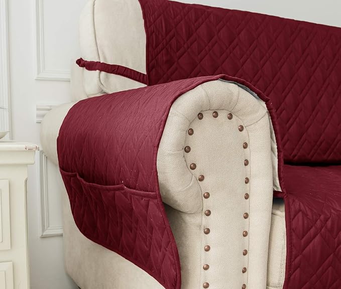 Ameritex Waterproof Nonslip Recliner Cover Stay in Place, Dog Chair Cover Furniture Protector, Ideal Recliner Slipcovers for Pets and Kids (Burgundy, 23")