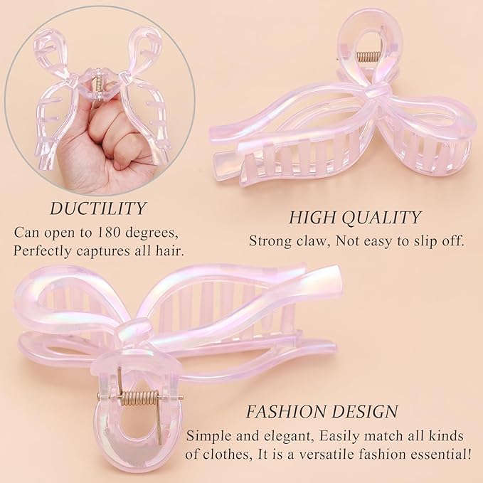4 Pcs Bow Hair Clips Elegant Hair Claw Butterfly Hair Accessories for Girls Nonslip Butterfly Clips Hair Styling Accessories for Women