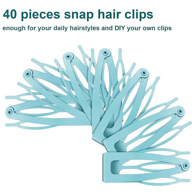 Chinco 24 Pcs Double Grip Hair Clips Metal Snap Clips Women Barrettes for Hair Making, Salon Supplies(Light Blue,2 Inch)