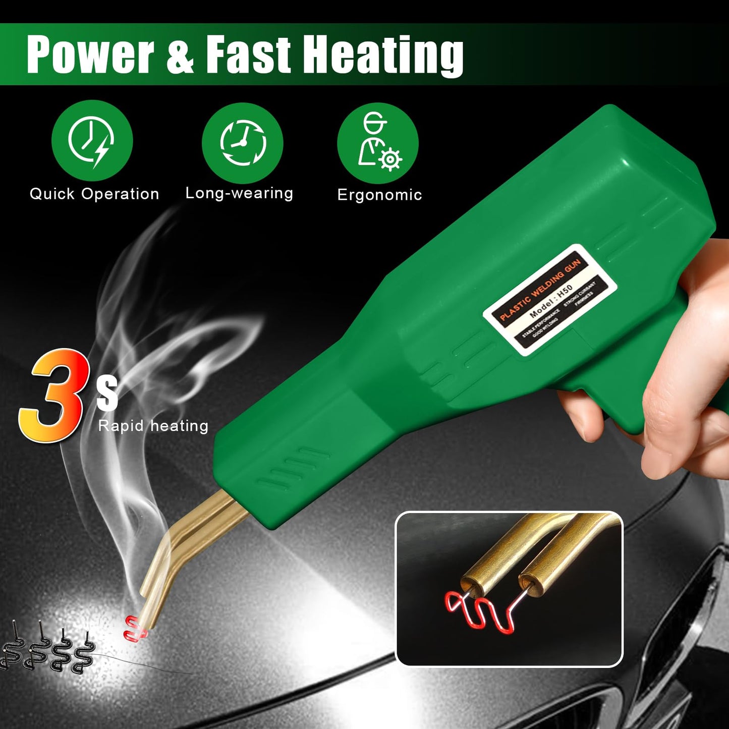 ATOLS Upgraded Plastic Welder, 1000PCS Staples, Pure Copper Transformer, Rapid Heating, Plastic Welding Kit, Hot Stapler Kit, Plastic Welder Gun Kit, Car Bumper Repair Kit, Plastic Repair Kit