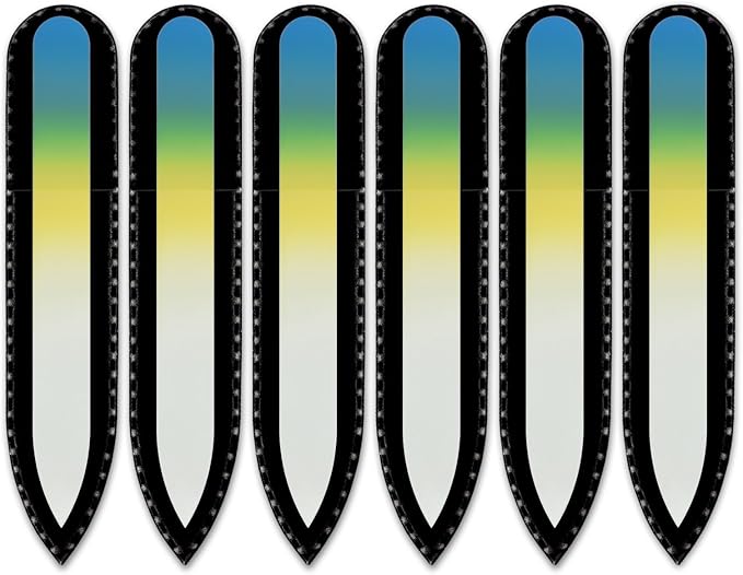 Mont Bleu Rainbow Crystal Nail File in Black Pouch - Small/Purse Size - Czech Tempered Glass - Handmade in Bohemia (Czech Republic)