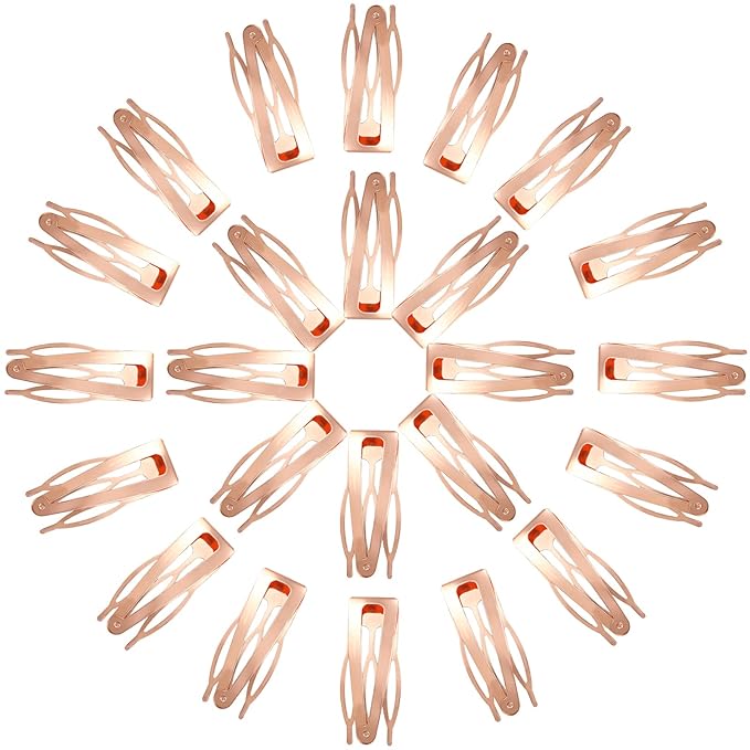 Chinco 24 Pcs Double Grip Hair Clips Metal Snap Clips Women Barrettes for Hair Making, Salon Supplies(Rose Gold,2 Inch)