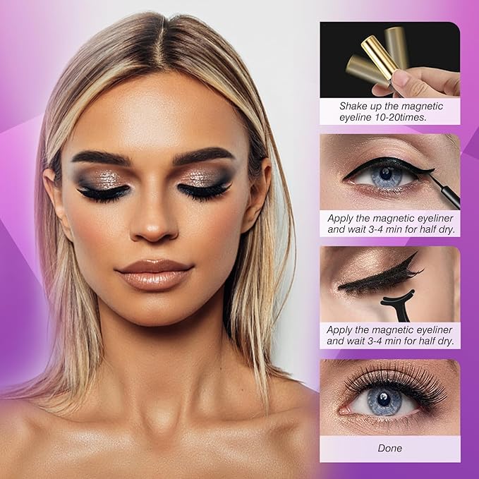 Royaomis 10 Pairs Cat-Eye Magnetic Eyelashes with Applicator Natural Look, 3D Magnetic Lashes With Eyeliner, Fake Eyelashes Magnetic, Eye Lashes Pack Natural Magnetic Eyelashes(New2Ã¯Â¼Â