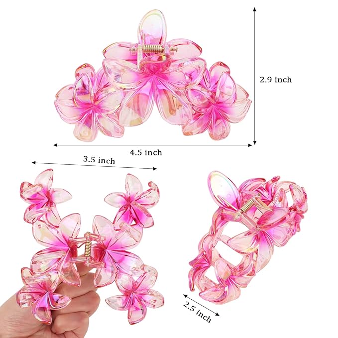 Hawaiian Flower Hair Clips Large Matte Hair Claw for Women Non-Slip Strong Hold Clips for Thick Hair, Hair Accessories for Women and Girls