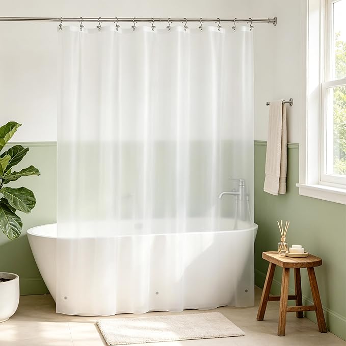 Mrs Awesome Frost Shower Curtain Liner with 3 Magnets, 72x75 Frosted PEVA Shower Liner, Light Weight Plastic Shower Curtain for Bathroom, Waterproof,Frost