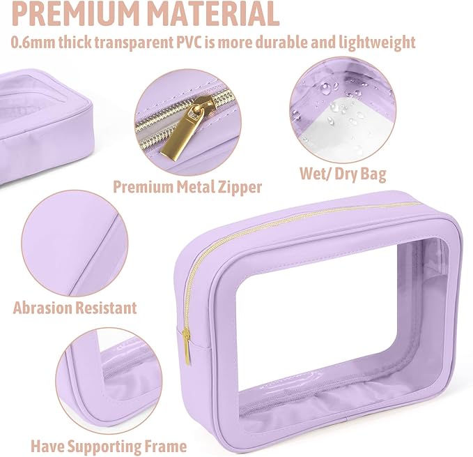 5PCS Diaper Bag Organizer Pouch Set, TSA Approved Toiletry Bag，Clear Waterproof TPU Makeup Bag Set Travel Organizer Bags for Women and Kids