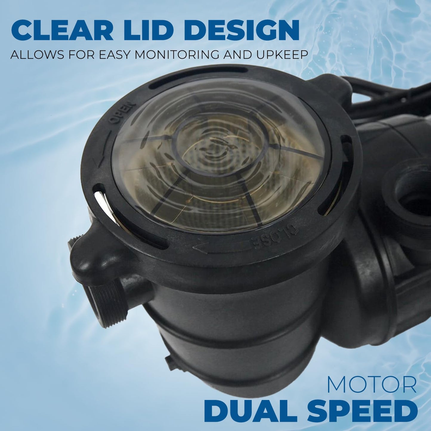 XtremepowerUS 1.5HP Above Ground Swimming Pool Pump 2-Speed Pump Spa 1.5" inch High Flow Dual Speed Self Filter Basket w/ Pool Hose Adapter