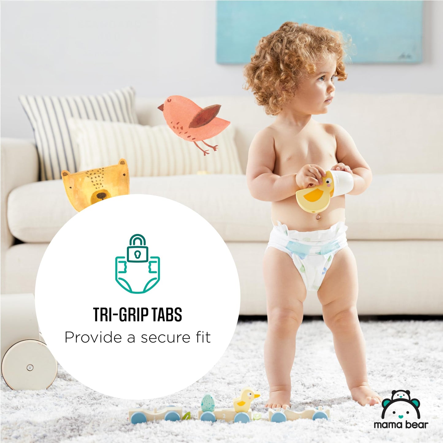 Amazon Brand - Mama Bear Gentle Touch Diapers, Size 7, 80 Count (4 packs of 20)