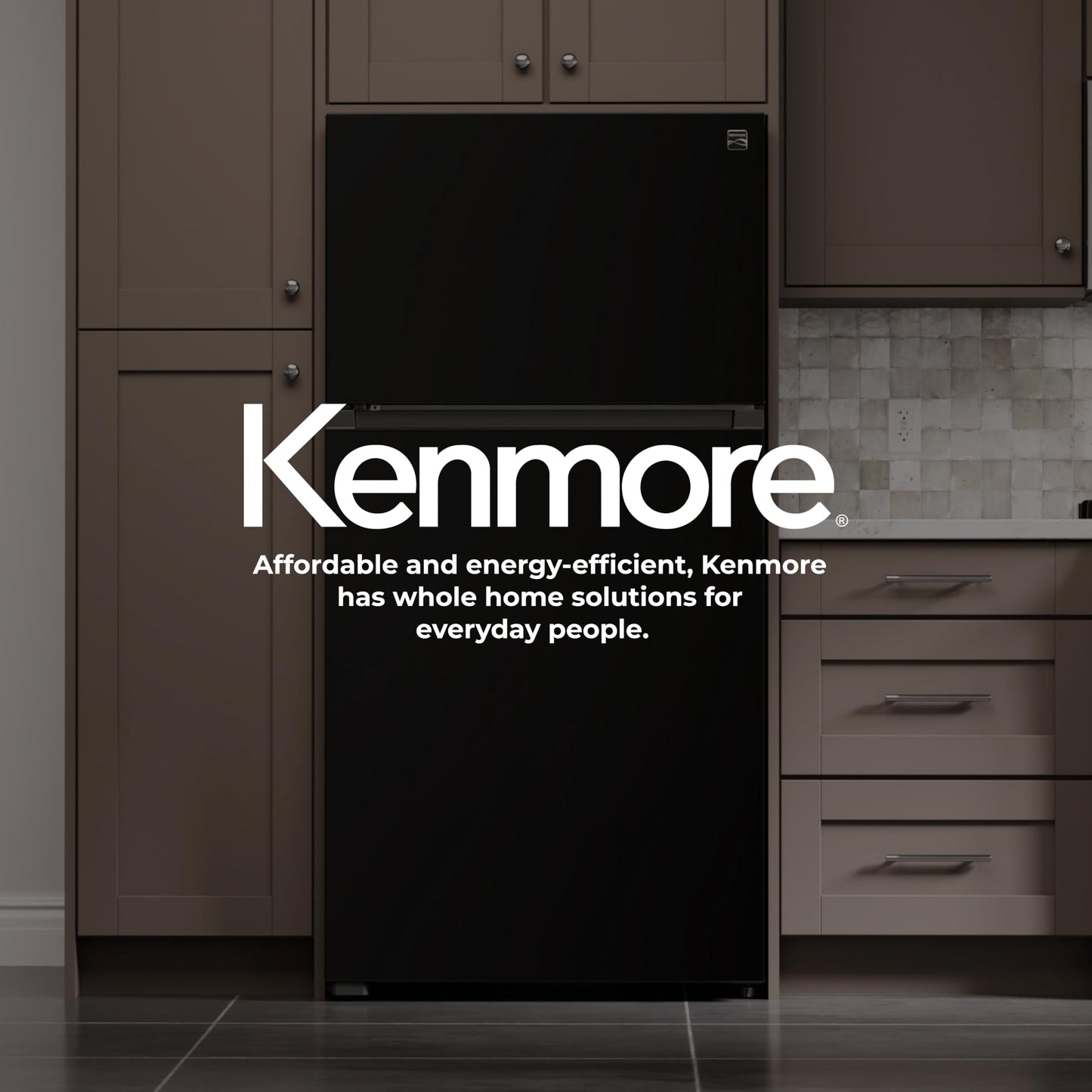 Kenmore 33 in. 20.4 cu. ft Capacity Refrigerator/Freezer with Full-Width Adjustable Glass Shelving, Humidity Control Crispers, Ice Maker, ENERGY STAR Certified, Black