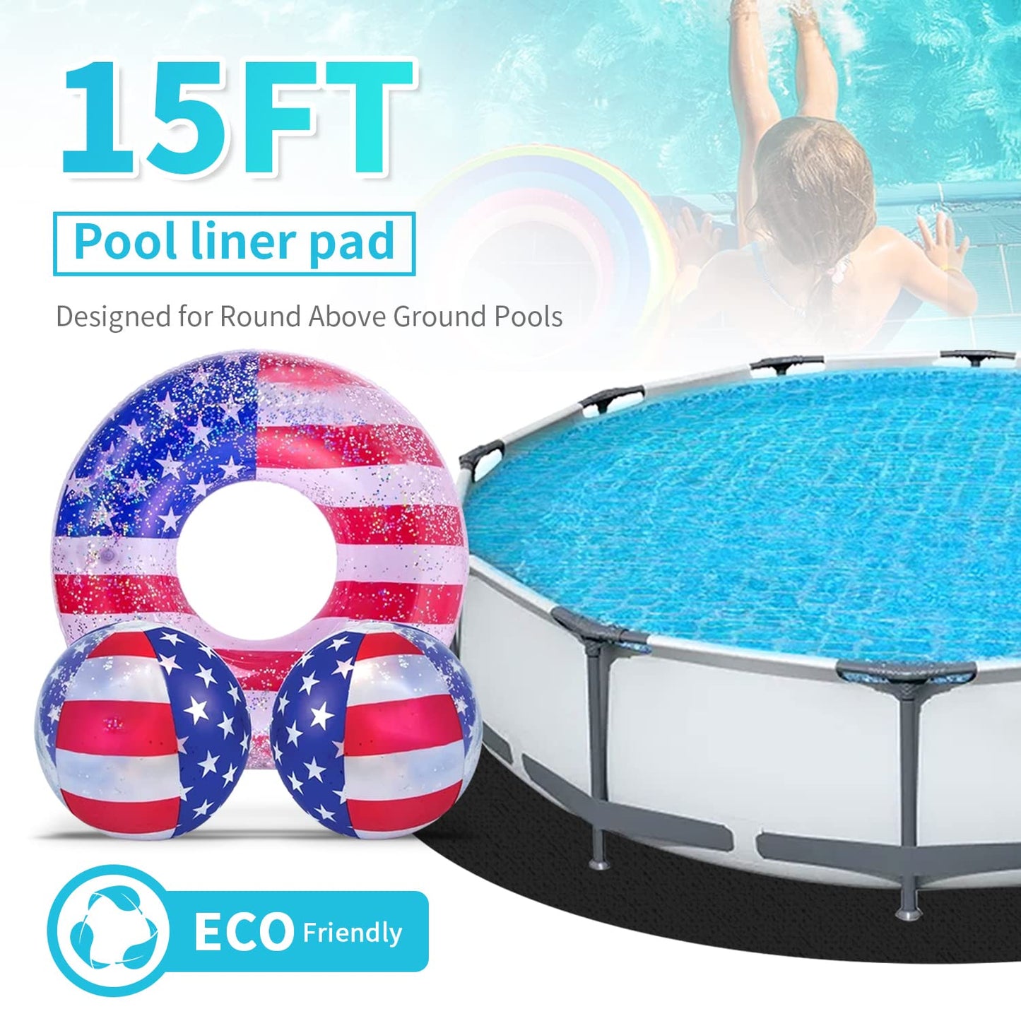 TIEBOLA 15 Foot Eco-Friendly Round Pool Liner Pad - Prevent Punctures and Extend The Life of Your Above Ground Swimming Pool or Hot Tub Liner, Eco-Friendly Above Ground Pool Liner pad