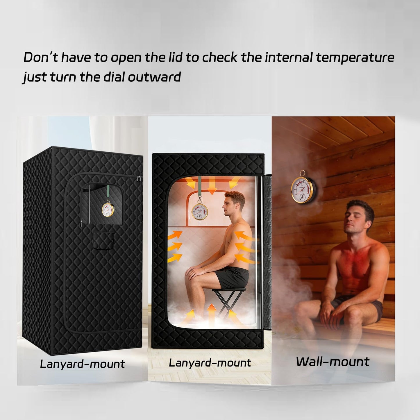 Andelov Sauna Thermometer and Hygrometer (Fahrenheit) with Lanyard Mount, Portable Temperature & Humidity Monitor for Steam Sauna Box, Infrared/Indoor/Home Sauna Accessories