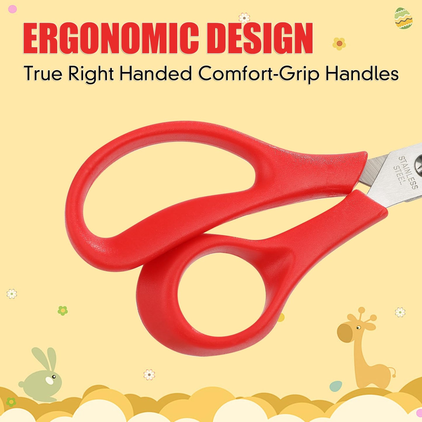 BURVAGY 24Pack 5.5" Safety Small School Kids Student Round Blunt Tip Craft Scissors Bulk, Stainless Steel Blades Comfort Grip Scissors for Kid Children Kindergarten Cutting Paper