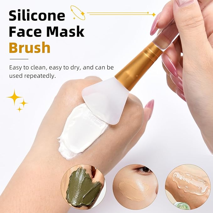LORMAY Jelly Brush | 2 Pcs Silicone Face Mask Brushes | Mask Application Tool for Even Coverage | Skincare Enhancer | Durable Silicone | Easy to Clean | All Skin Types (Fan-shaped Head)