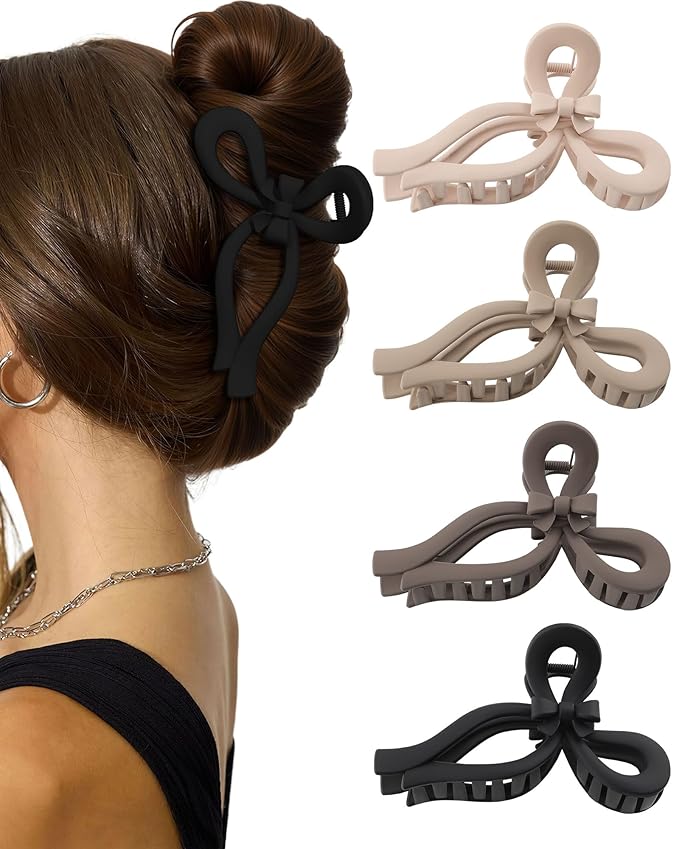 4 PCS Bow Hair Clips for Women Bow Claw Clip 5" Extra Large Hair Claw Clips for Thick and Long Hair Cute Bows Big Clip