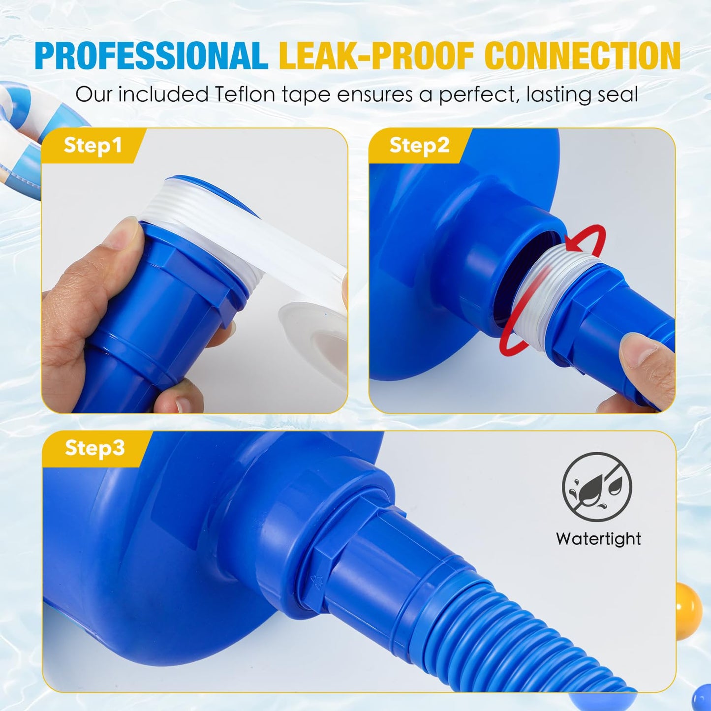 Above Ground Pool Skimmer, Heavy Duty Through-Wall Mount Pool Skimmer Kit with Accessories, Universal Fit for Standard Wall Openings, Klein Blue in-Wall Surface Skimmer Includes Leak-Free Teflon Tape