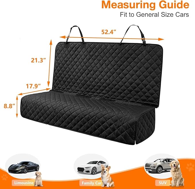 PETICON Waterproof Scratchproof Pet Bench Seat Covers for Cars, Trucks, SUVs, Nonslip Durable Back Seat Cover for Dogs, Washable Backseat Protection