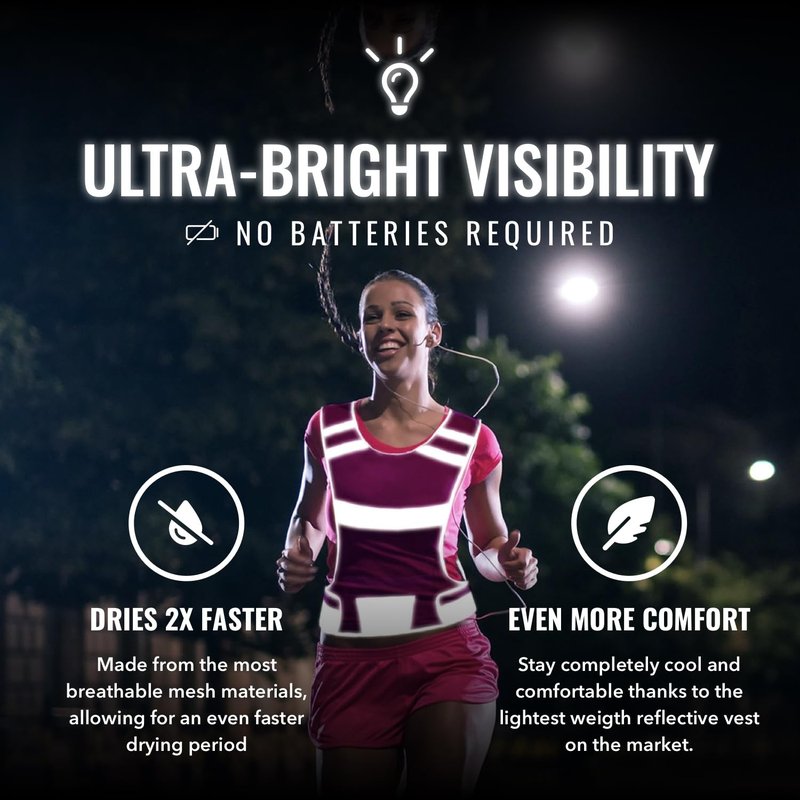 247 Viz Mesh Reflective Vest with Inside Pocket - High Visibility Running Safety Vest Straps for Men Women & Kids - XX-Large Size Jogging Gear with 2 Reflective Bands