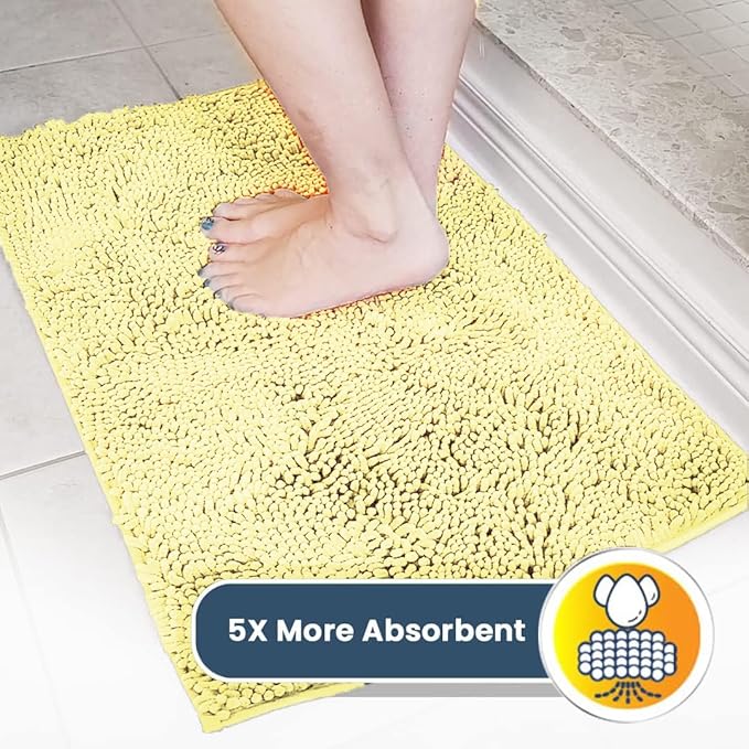 Muddy Mat® | Super Absorbent Door Mat Indoor, Microfiber Quick Dry Chenille Entryway Rug, Non-Slip Front Door Mat, Indoor Mats for Entryway, Machine Washable Pet Rug, Yellow 18"x28"