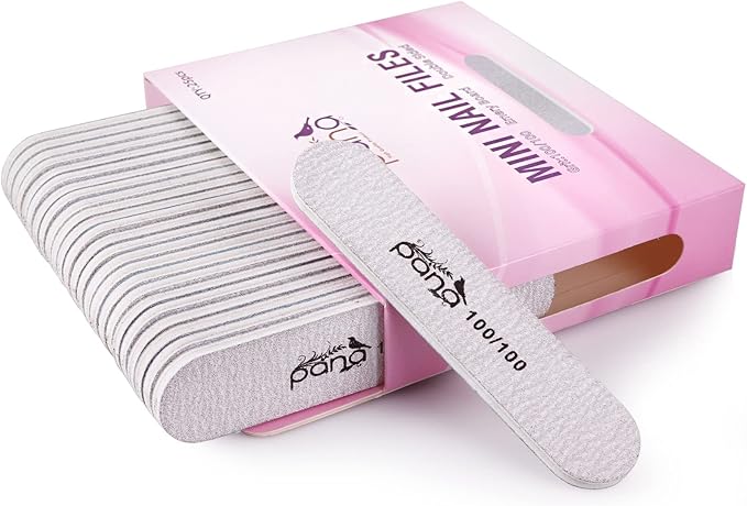 25PCS Mini Size PANA Professional Double Sided Nail Files - Zebra, 100/100 Grit - Emery Board Nail Buffering File Manicure Pedicure Nail Polisher Washable