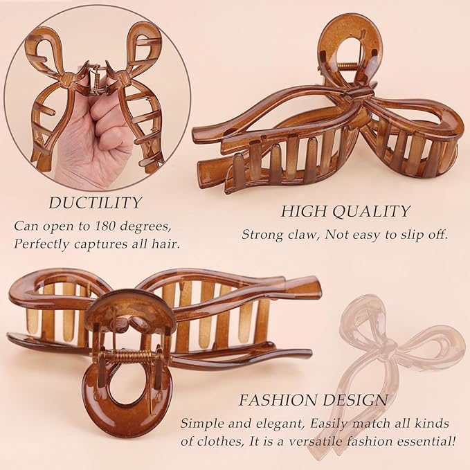 4 Pcs Bow Hair Clips Elegant Hair Claw Butterfly Hair Accessories for Girls Nonslip Butterfly Clips Hair Styling Accessories for Women