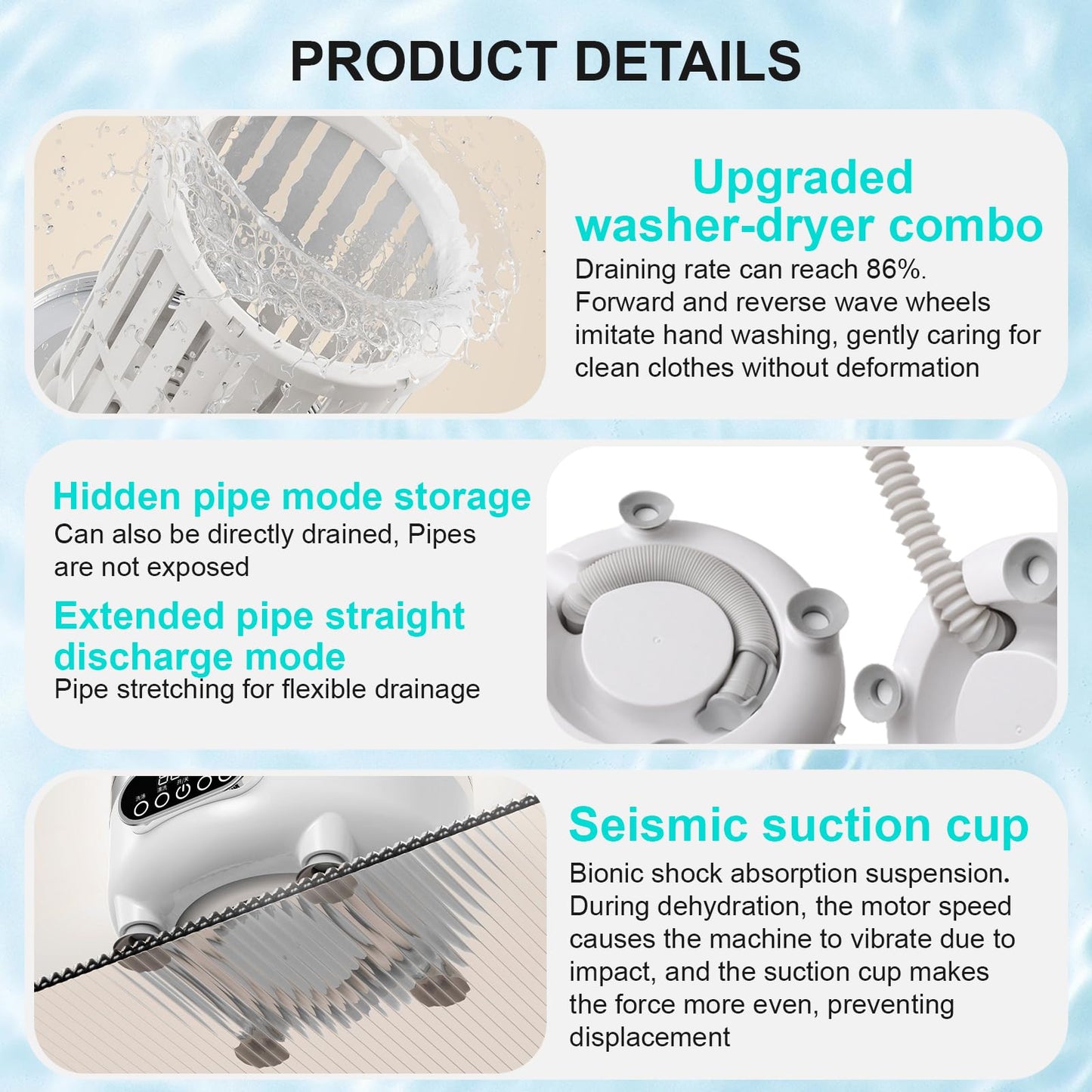 Portable Washing Machine, Underwear Washer, Small Washing Machines, Mini Washing Rechargeable Cordless Washing-Machine, Laundry Cup for Bra, Underwear, Socks，Large Capacity Endurance