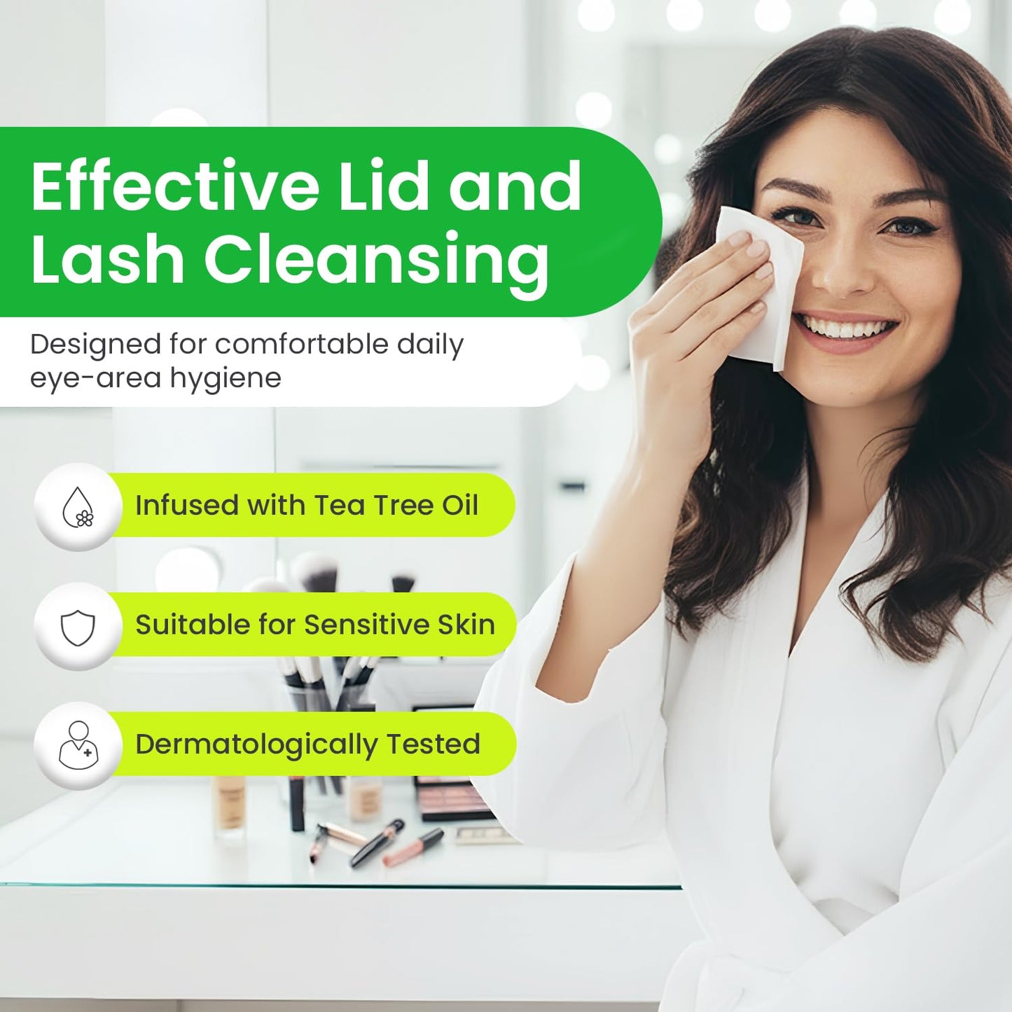 OPTASE TTO Eyelid Cleansing Wipes, 30 Count – Individually Wrapped Tea Tree Oil Eyelid Wipes – Preservative-Free Formula for Daily Use – Eye Doctor Recommended Tea Tree Eye Lid Cleanser