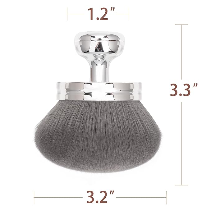 Blend & Blur Extra Large Body Makeup Brush for Self Tanner,Leg Makeup & Bronzer Self Tan Applicator, 3.2inch Wide Round Head Kabuki Brush For Application with Drawstring Bag (Silver)
