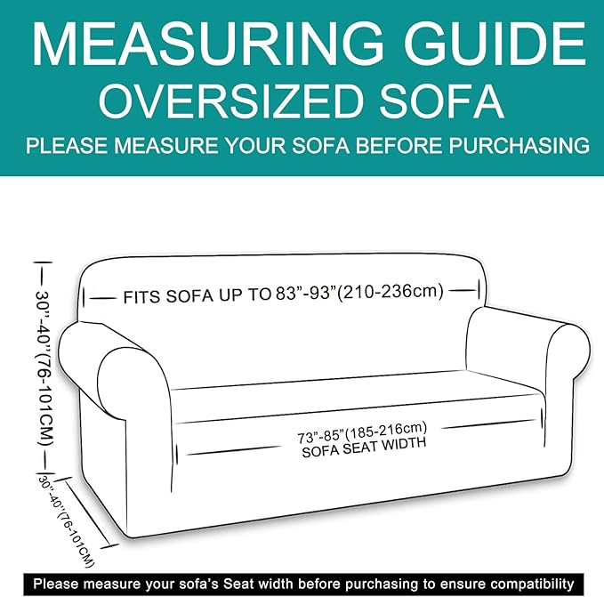 U-NICE HOME Oversized Stretch Sofa Slipcover, Soft Jacquard Fabric Couch Cover, Pet Friendly Furniture Protector, Loden Frost