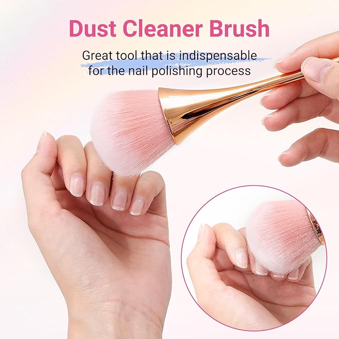 MelodySusie Orange-Pink Nail Art Dusting Brush, Dust Collector, Blush & Powder Makeup Brush, Acrylic Nail Tool