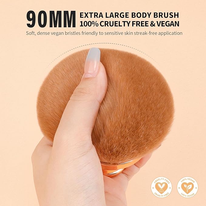 docolor Self Tanner Brush Extra Large Body Makeup Brush, 3.5 Inch Width, Soft synthetic hair Tanning Brush for Foundation, Self-tanners, Bronzer, Powder Self Tan Back Applicator Face&Body Makeup Brush