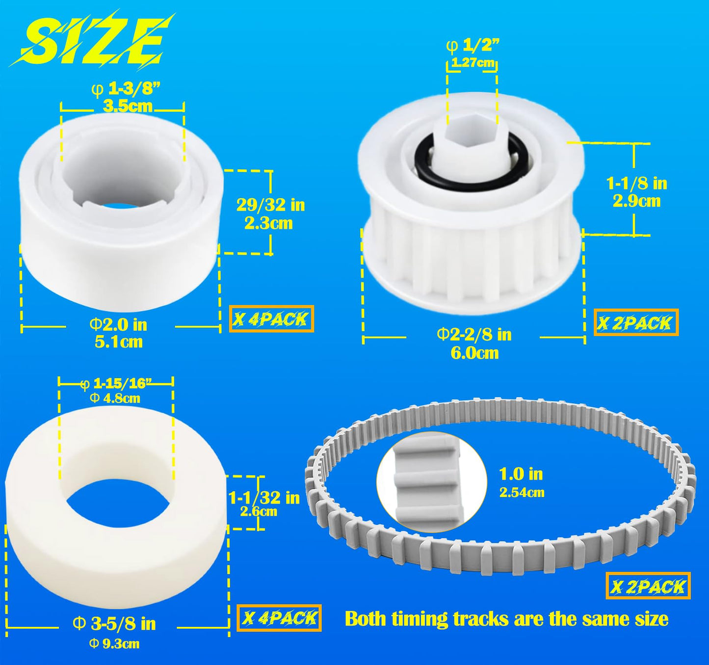 Nautilus cc Plus Replacement Parts 9985006-R2 Timing Track 6101611-R4 Climbing Ring Replacement 3884997-R6 Guide Wheels Pulley Gears Combo Kits for Maytronics Dolphin Nautilus M200 DX3 Pool Robot