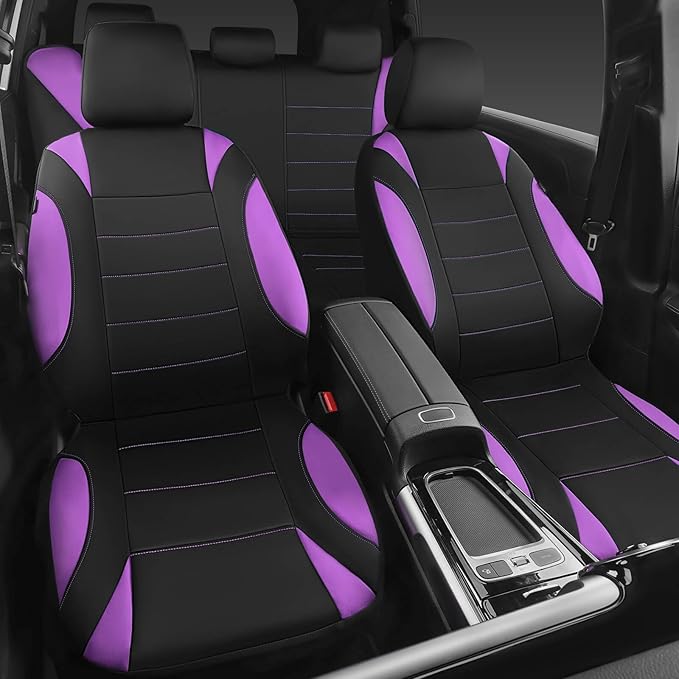 CCAR Pass Neoprene Wetsuit Seat Covers, Waterproof Car Seat Covers Full Sets with 5mm Composite EVA, Universal Fit for Car Sedan, SUV Trucks Anti Slip with Airbag Compatible(Black Purple)