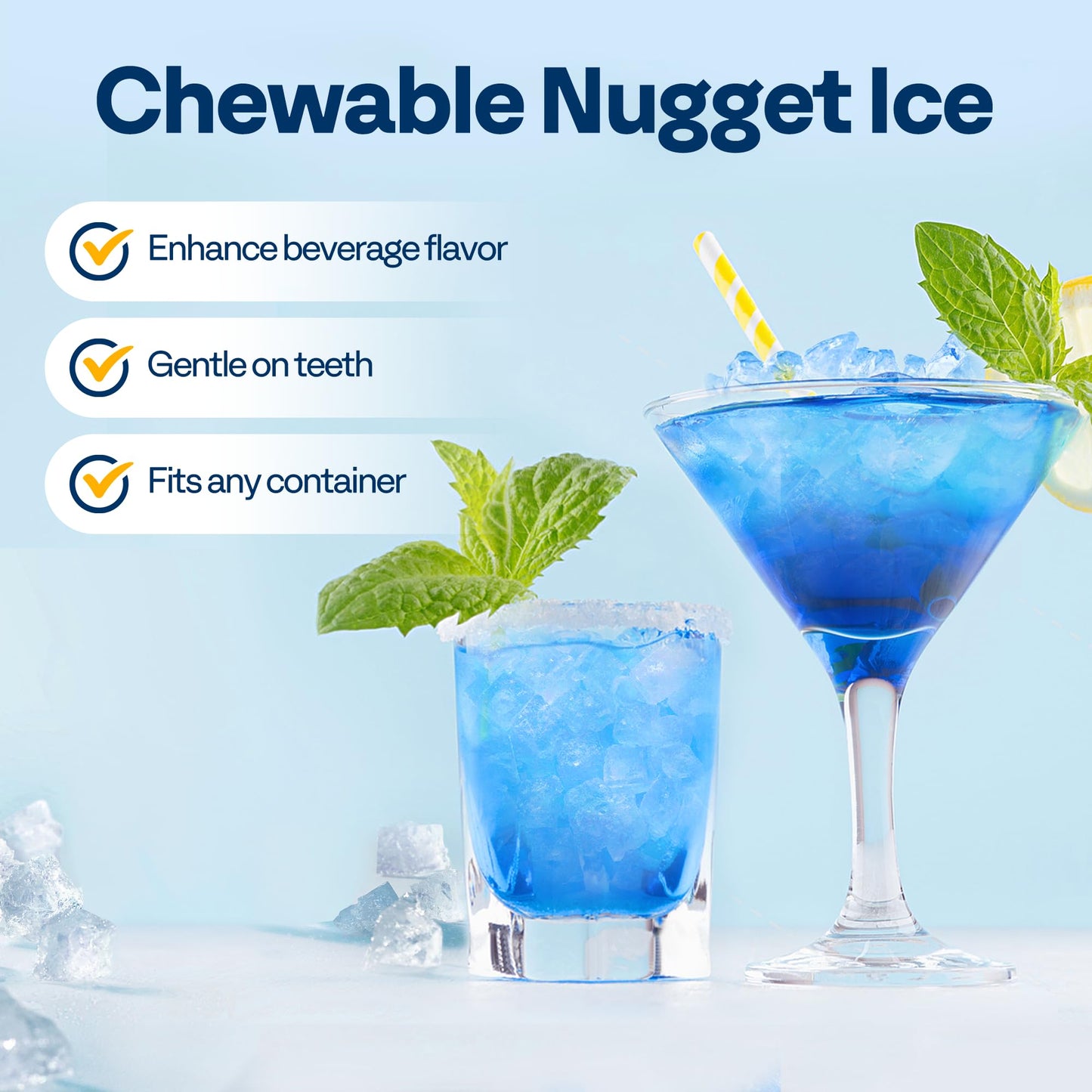 VIVOHOME Nugget Ice Maker Countertop, 45lbs/Day Pebble Ice Maker Machine, Soft Chewable Pellet Ice Machine with Self-Cleaning, Scoop, 10 Ice Bags, for Home Kitchen, RV, Camping, Office