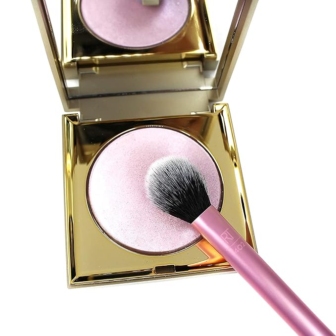 Real Techniques Professional Powder Setting Makeup Brush, Helps Lock in Foundation and Concealer, Pink, (Pack of 4)
