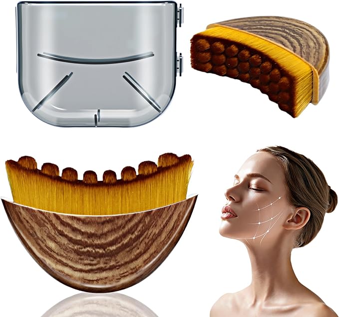 Lymphatic Contour Face Brush - Lymphatic Drainage Makeup Brushes for Sculpting & Lifting, Anti-Puffiness Detox Massage, Boosts Skincare Absorption & Glow, Soft Bristles for All Skin Types (Brown)