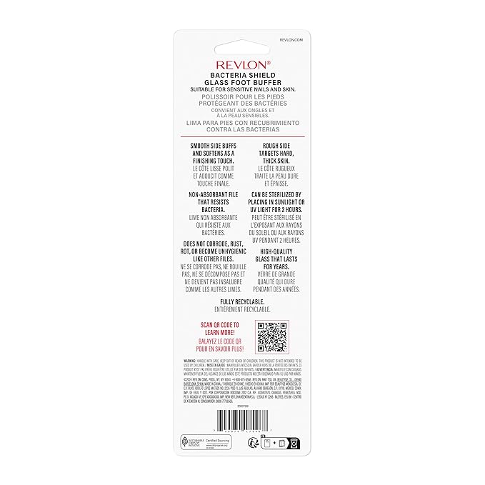 Revlon Glass Foot File and Buffer, Pedicure Tool, Callus and Dead Skin Remover, 1 Count