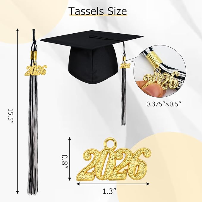 GraduationMall Single&Multiple Color Graduation Tassel with 2026 Year Charm 9"