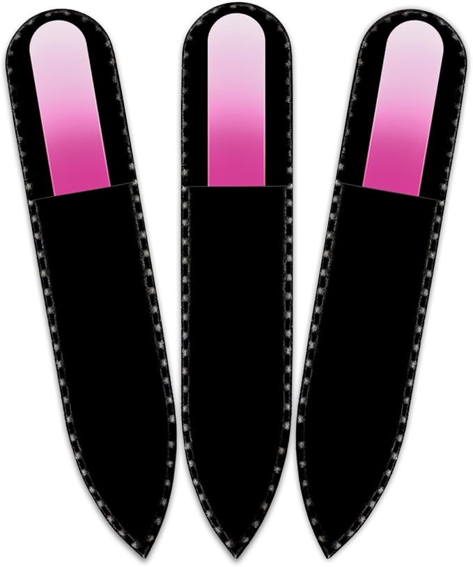 Mont Bleu Rainbow Crystal Nail File in Black Pouch - Small - Purse Size - Czech Tempered Glass - Handmade in Czech Republic - Manicure Fingernail File
