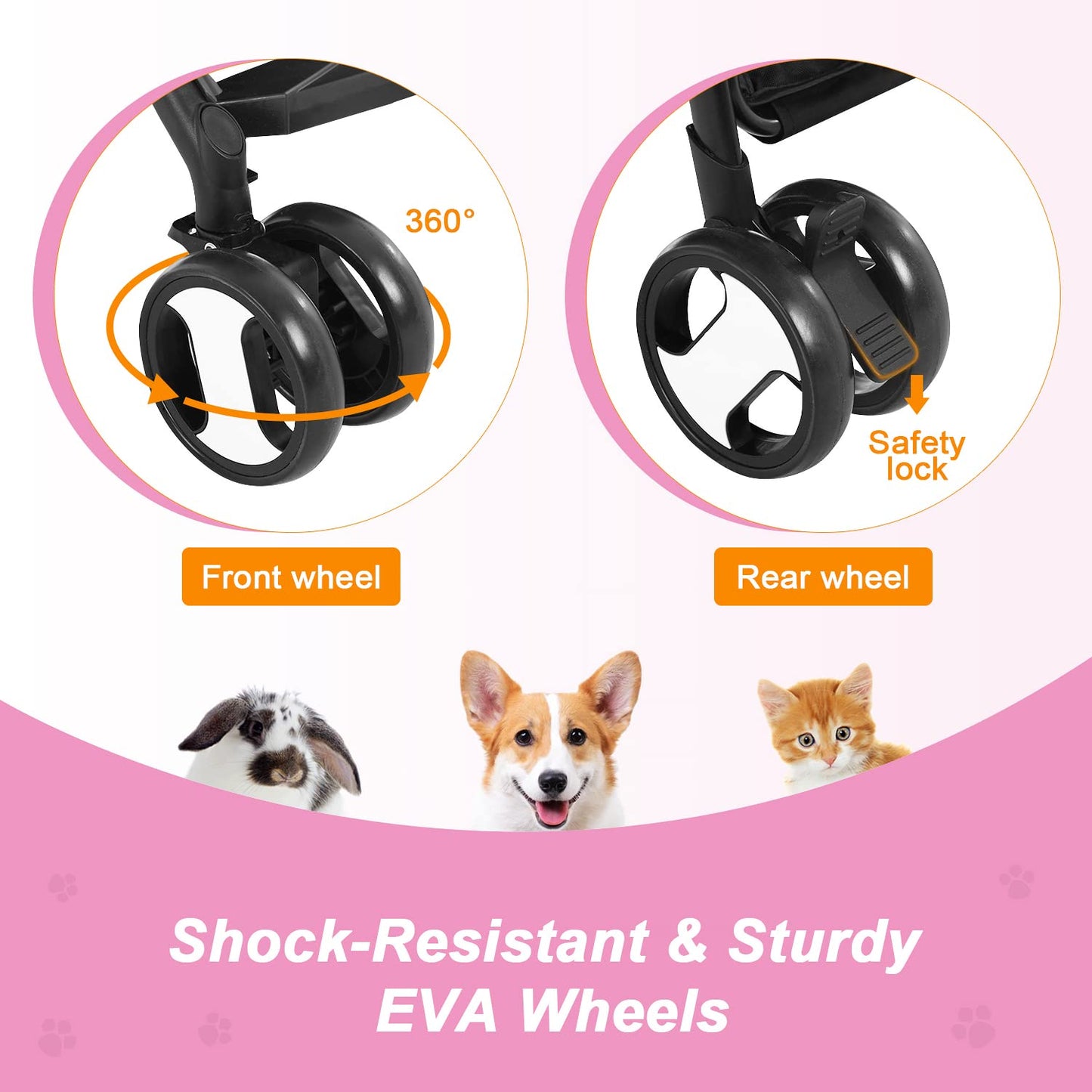 BestPet Pet Stroller Premium 3-in-1 Multifunction Dog Cat Jogger Stroller for Medium Small Dogs Cats with Folding Lightweight Travel & Detachable Carrier,Purple