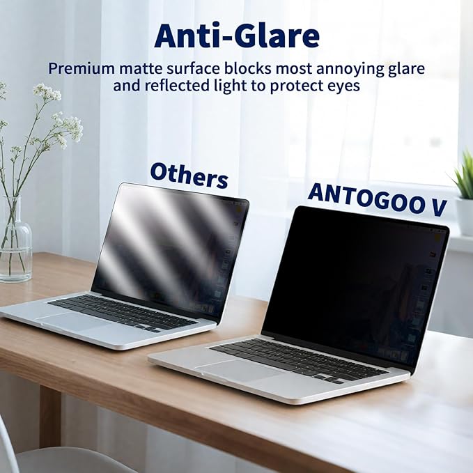 Magnetic Laptop Privacy Screen 14 Inch 16:10, Removable Matte Anti Glare Blue Light Filter - Computer Privacy Shield Not for 14" 16:9 Laptop