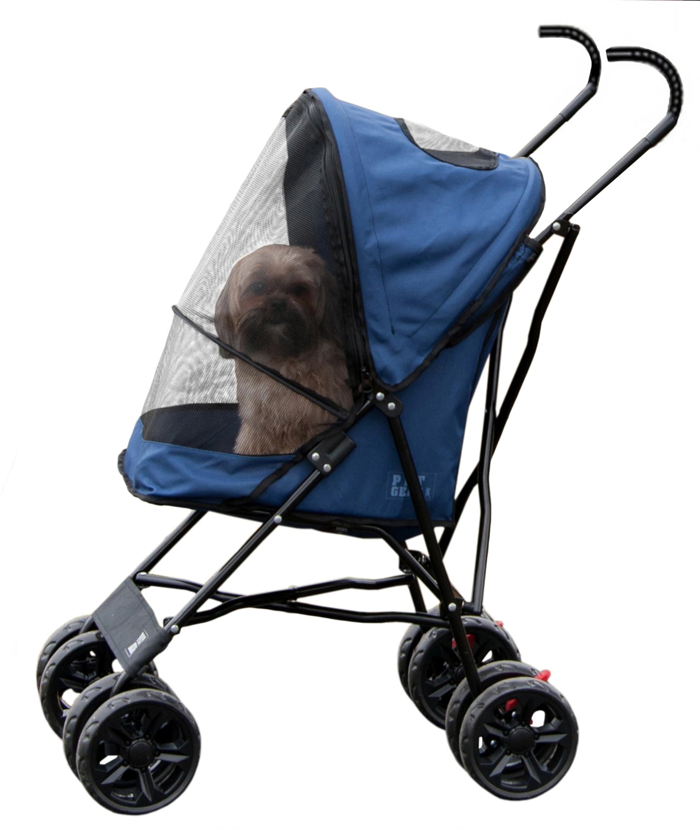 Pet Gear Travel Lite Plus Stroller, Compact, Easy Fold, No Assembly Required, Large Wheels for Cats and Dogs up to 15 pounds, Blue Oasis