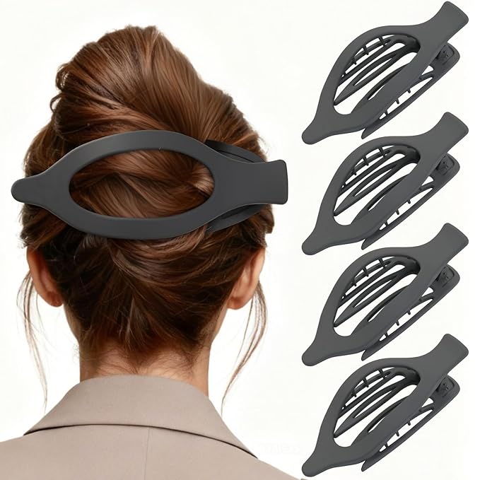 5.5 Inches Extra Large Flat Hair Clips for Women, 4 Pack XL Big Claw Clips for Thick Hair, Oversized Matte Strong Hold Non-slip Flat Claws, Gray